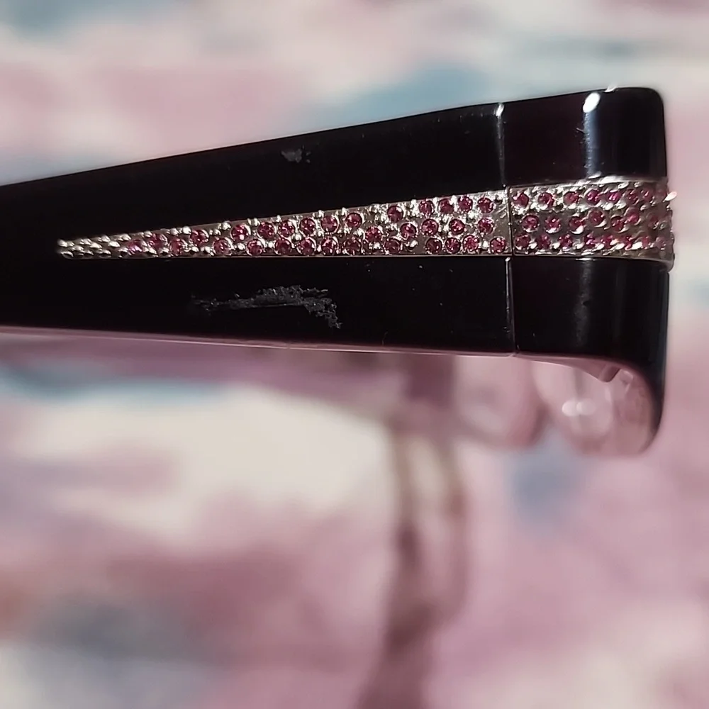 #MYHASHTAG# - Classy Black and Purple with Pink Rhinestones Girls eyeglass frame